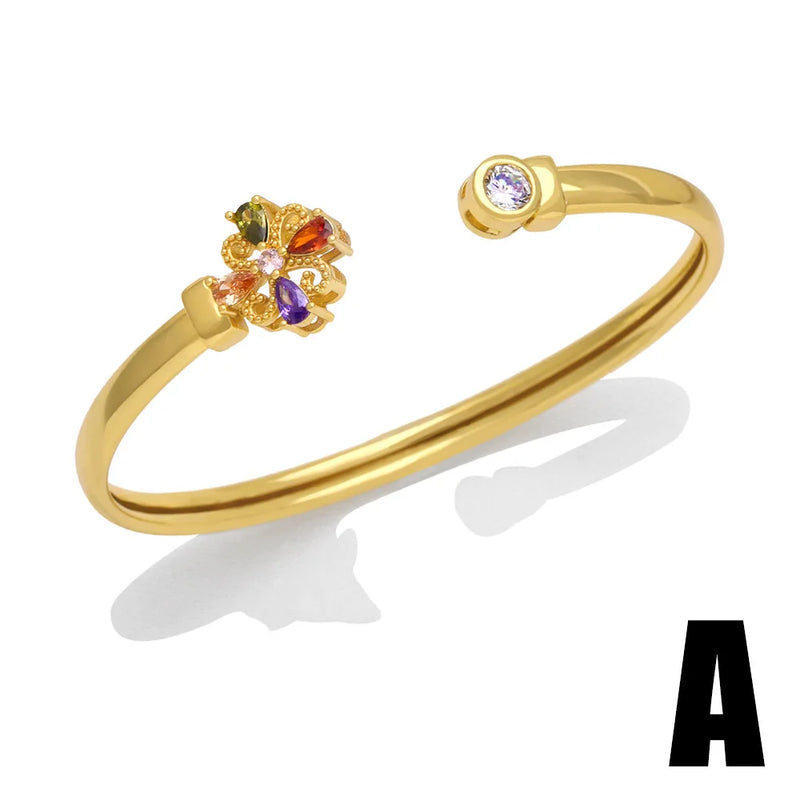 Colorful Zircon Flower Copper Bracelet Women's Jewelry