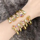 Colorful Zircon Flower Copper Bracelet Women's Jewelry