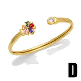 Colorful Zircon Flower Copper Bracelet Women's Jewelry