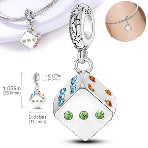 Colorful Zirconia Heart Charm for Bracelet Necklace 925 Silver