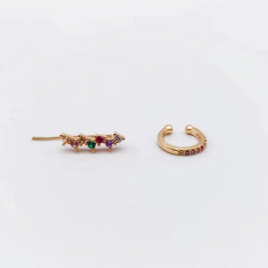 Colourful Zircon Clip Earrings Women Wedding Accessories
