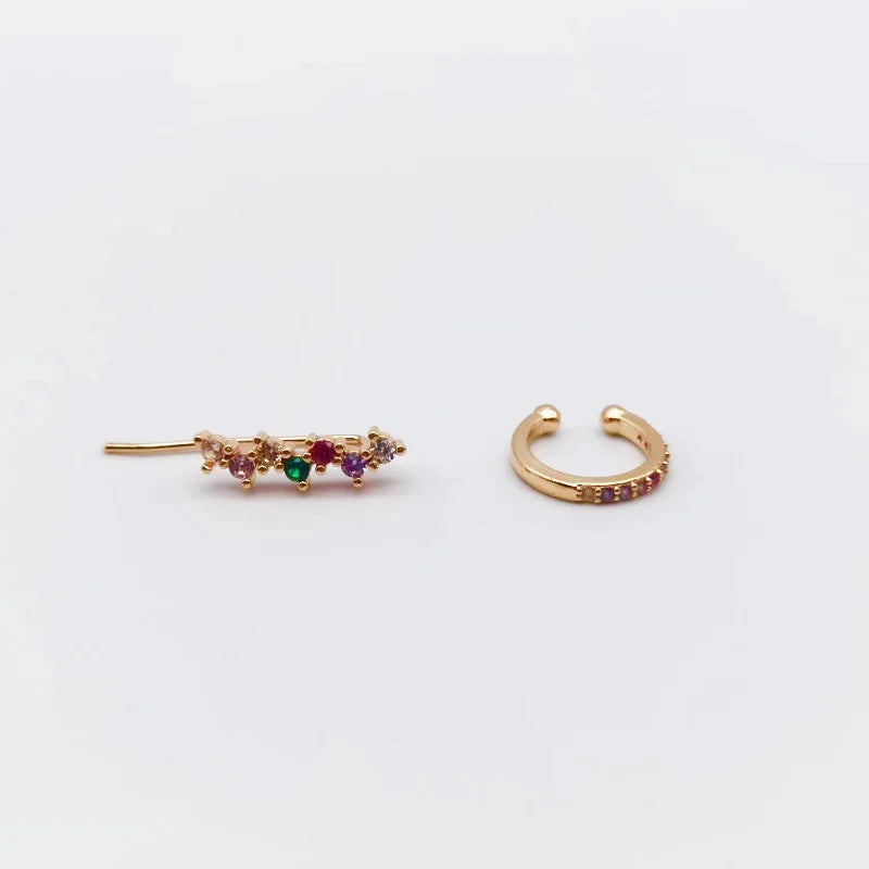 Colourful Zircon Clip Earrings Women Wedding Accessories