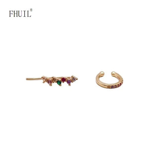 Colourful Zircon Clip Earrings Women Wedding Accessories