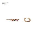 Colourful Zircon Clip Earrings Women Wedding Accessories