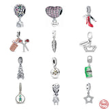 Comb & Scissors Pendant Dangle Charm Silver Bracelet For Girl
