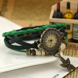 Women Punk Leather Bracelet Watch Cheap Red Green Wristwatches