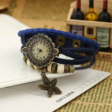 Women Punk Leather Bracelet Watch Cheap Red Green Wristwatches