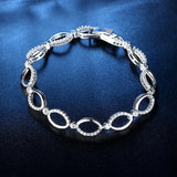 Hollow Out Oval CZ Stone Bracelet for Women