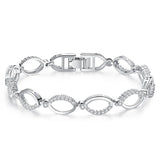 Hollow Out Oval CZ Stone Bracelet for Women