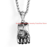 316L Stainless Steel Boxing Glove Pendant Necklace For Men Silver 23.6inch
