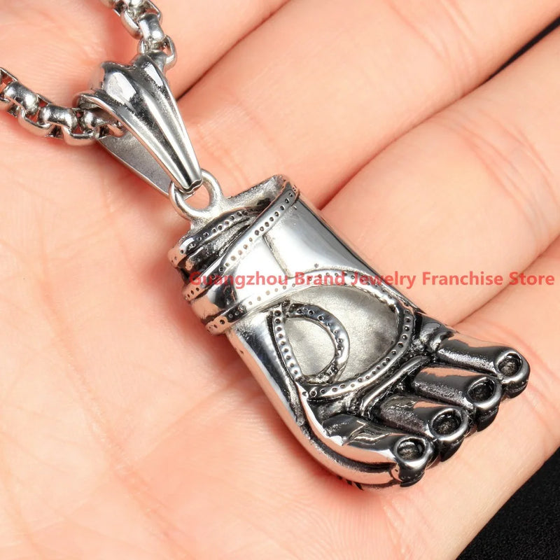 316L Stainless Steel Boxing Glove Pendant Necklace For Men Silver 23.6inch