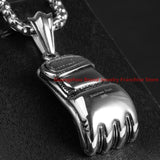 316L Stainless Steel Boxing Glove Pendant Necklace For Men Silver 23.6inch