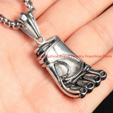 316L Stainless Steel Boxing Glove Pendant Necklace For Men Silver 23.6inch