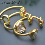 Copper Plated Pearl Red Agate Cuff Bangles Bracelets