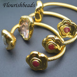Copper Plated Pearl Red Agate Cuff Bangles Bracelets