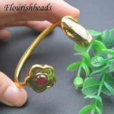 Copper Plated Pearl Red Agate Cuff Bangles Bracelets