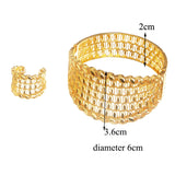 Ethnic Women's Flower Bangle Ring Set - Bridal Cuff Bracelet