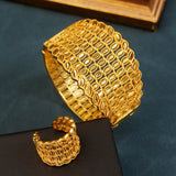 Ethnic Women's Flower Bangle Ring Set - Bridal Cuff Bracelet
