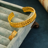 Ethnic Women's Flower Bangle Ring Set - Bridal Cuff Bracelet