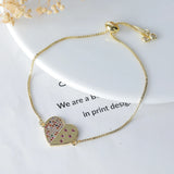Geometric Charm Adjustable Bracelets with Zircon Inlay