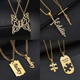 Couple Name Necklace Lover Jewelry Chain Butterfly Names For Women Men