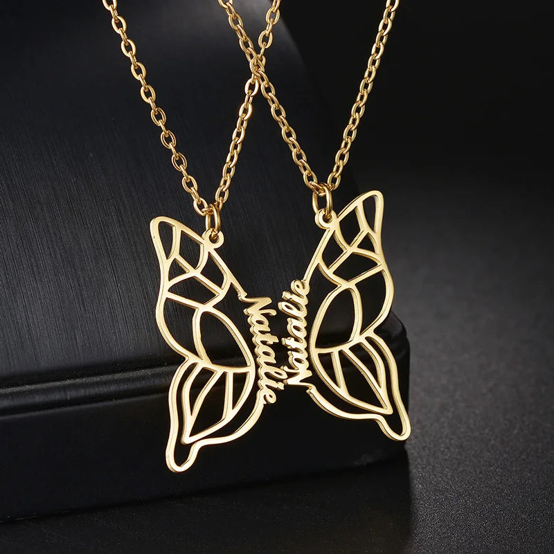 Couple Name Necklace Lover Jewelry Chain Butterfly Names For Women Men
