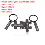 Personalized Couple Key Ring with Customized Name and Date - Gift for Girlfriend