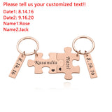 Personalized Couple Key Ring with Customized Name and Date - Gift for Girlfriend