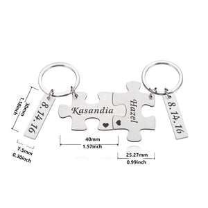 Personalized Couple Key Ring with Customized Name and Date - Gift for Girlfriend