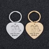Custom Engraved Newlyweds Keyring with Name and Date for Home Keys