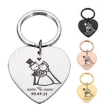 Custom Engraved Newlyweds Keyring with Name and Date for Home Keys