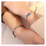 Silver Sun Moon Epoxy Pendant Braided Bracelet SL0001