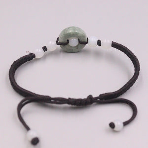 Natural Jadeite Circle Bead Bracelet 6.3inch Women Gift