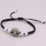 Natural Jadeite Circle Bead Bracelet 6.3inch Women Gift