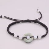 Natural Jadeite Circle Bead Bracelet 6.3inch Women Gift