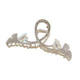 Elegant Gingko Leaf Hair Clip with Pearls & Rhinestones