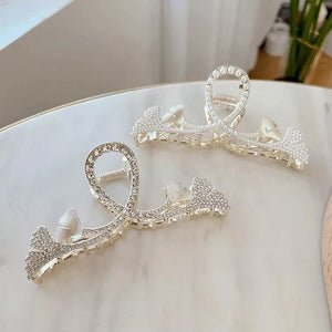 Elegant Gingko Leaf Hair Clip with Pearls & Rhinestones