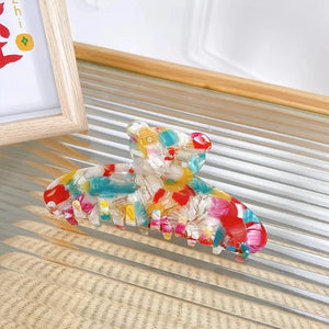 Vintage Bear Rhinestones Hair Clip Claw Acetic Acid Shark Clip