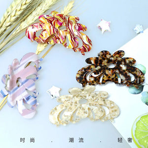 Striped Flowers Hair Clip Claw Fashionable Acetate Shark Clip