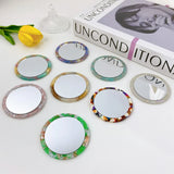 Acetate Handle Cosmetic Mirror 6.5cm Round Mini Pocket Mirror