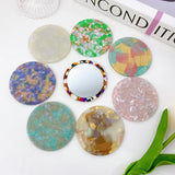 Acetate Handle Cosmetic Mirror 6.5cm Round Mini Pocket Mirror