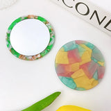 Acetate Handle Cosmetic Mirror 6.5cm Round Mini Pocket Mirror