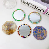 Acetate Handle Cosmetic Mirror 6.5cm Round Mini Pocket Mirror