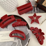 Chic Geometric Red Shark Clip Hair Ring Duckbill Clip