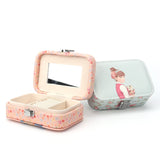 Cartoon Beauty PU Leather Jewelry Organizer Box