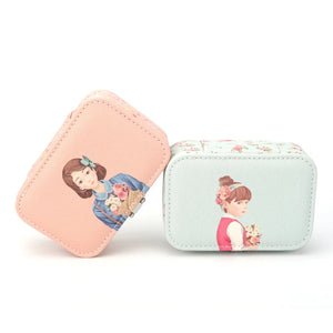 Cartoon Beauty PU Leather Jewelry Organizer Box