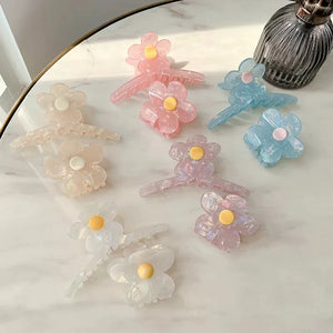 French Geometric Jelly Flower Hair Clip Claw for Woman Girls