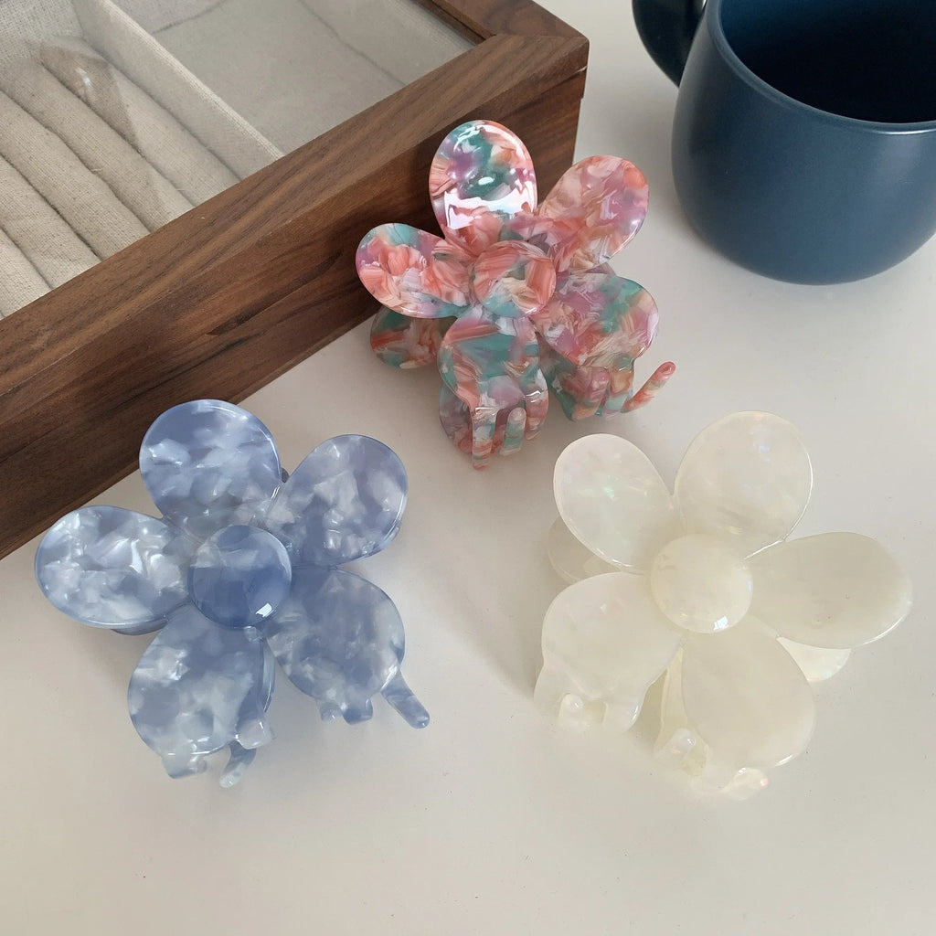 Retro Flower Colorful Hair Claw for Woman Girls