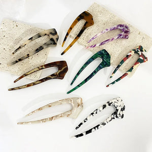 Retro Acetate Hair Sticks U Shaped Hair Pin Tortoiseshell