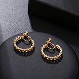 Retro Metal Chain C-Shape Hoop Clip Earrings for Women